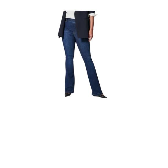 NWT SPANX Womens Pull On Flare Jeans Midnight Shade Size XL Tall Denim Casual - Picture 1 of 16
